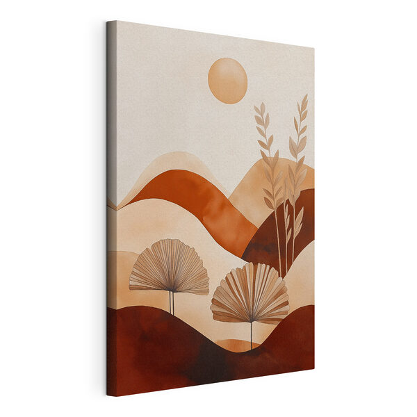 Painting of a landscape with plants and hills