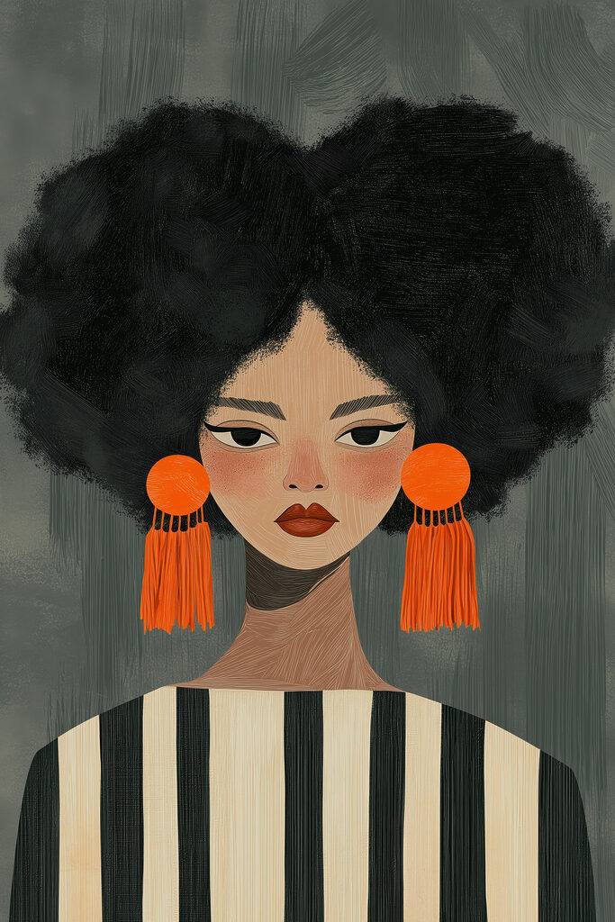 Woman with big earrings