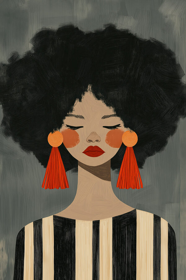 Woman with big earrings