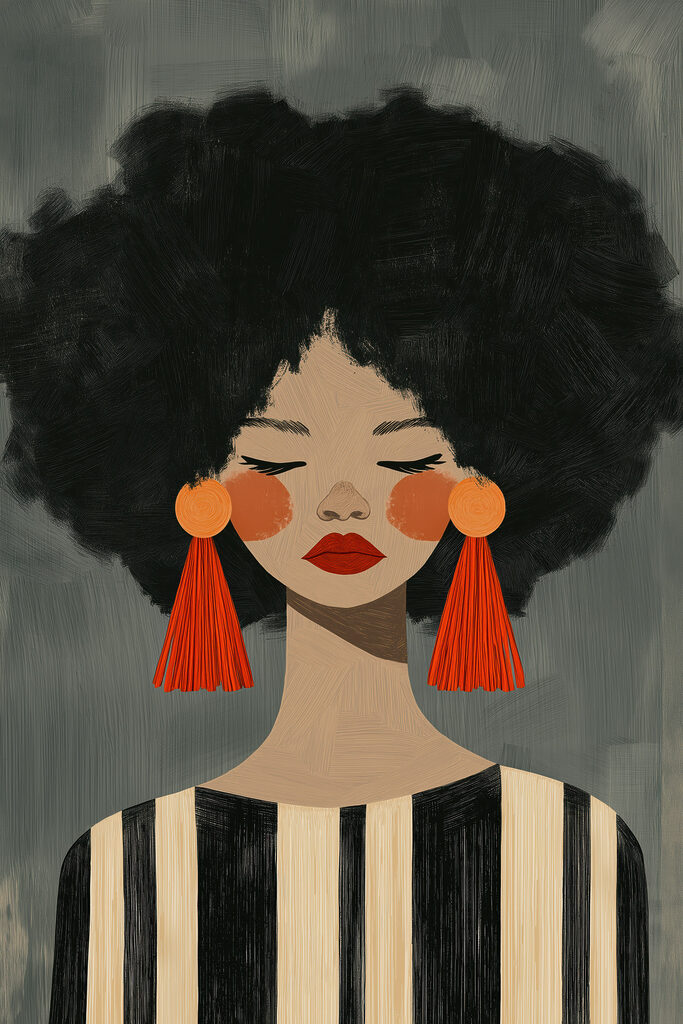 Woman with big earrings