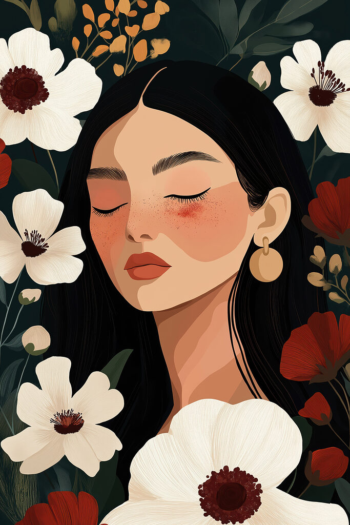 - Serene beauty among blooming flowers - Serene beauty among blooming flowers