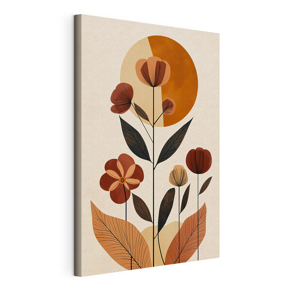 Flower with leaves and a circle Flower with leaves and a circle