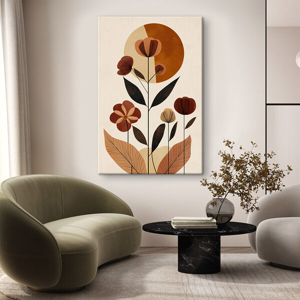 Flower with leaves and a circle Flower with leaves and a circle