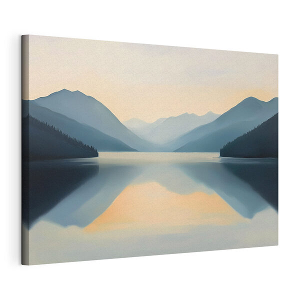 Lake with mountains in the background