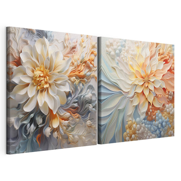 - Fiori eleganti dai delicati toni pastello Stampa su tela modulare - Fiori eleganti dai delicati toni pastello