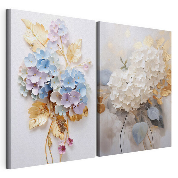 Collage di fiori su una parete Stampa su tela modulare Collage di fiori su una parete