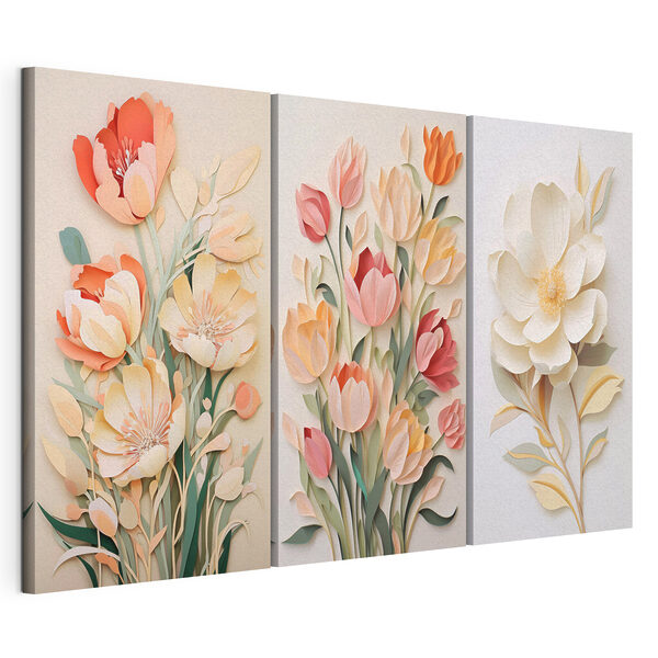 Stampa su tela modulare Collage di fiori di carta