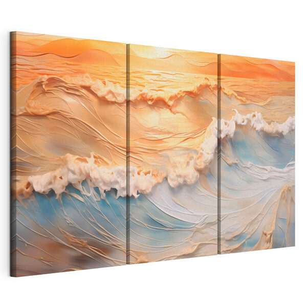 Onde tranquille ai margini del tramonto Stampa su tela modulare Onde tranquille ai margini del tramonto