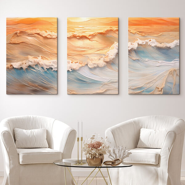 Tranquil waves at sunset's edge Tranquil waves at sunset's edge