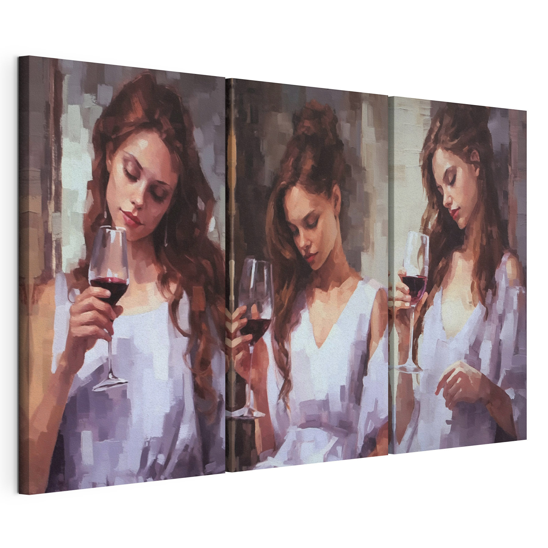 Collage of a woman holding a wine glass
