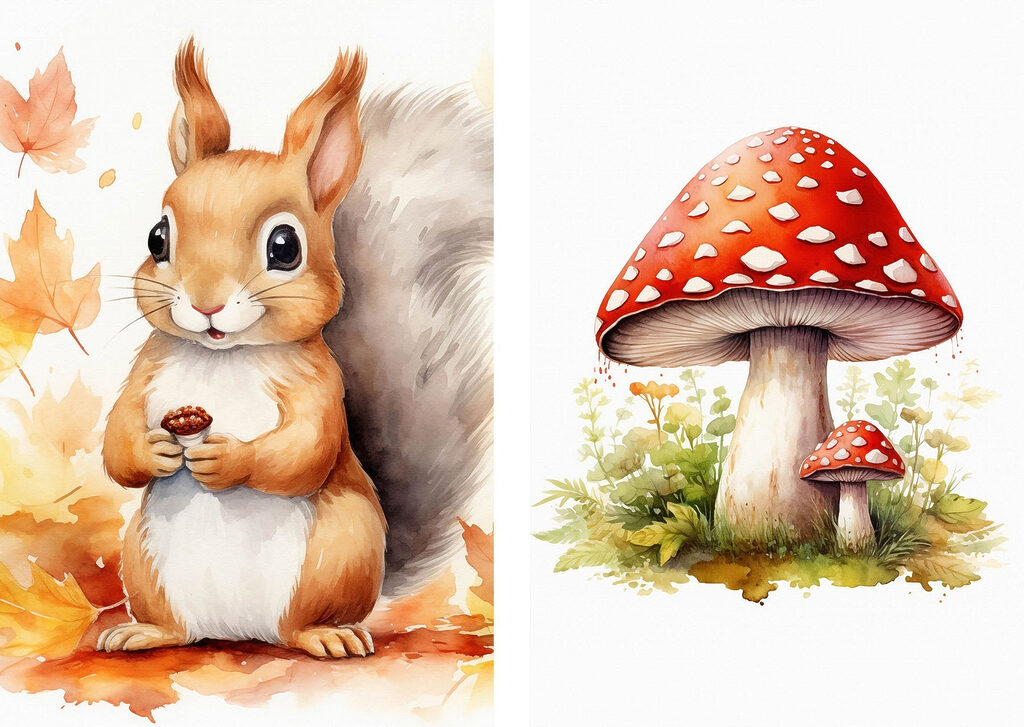 Squirrel holding a mushroom Squirrel holding a mushroom