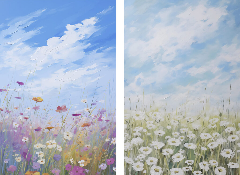 Painting of flowers and grass Painting of flowers and grass