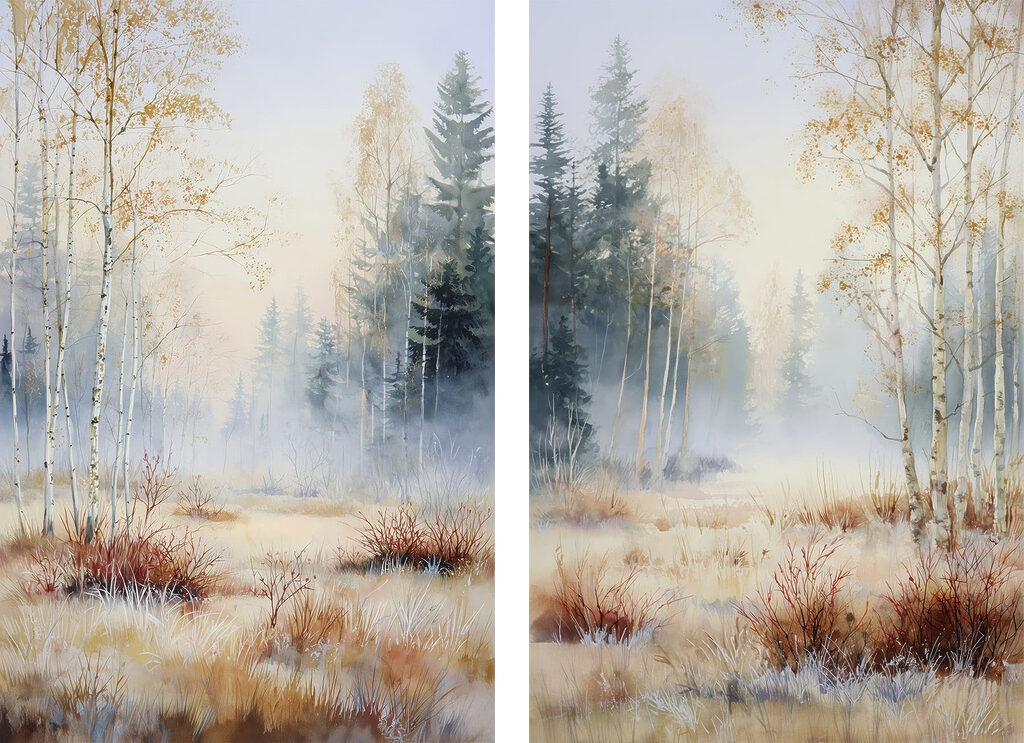Painting of a forest with trees Painting of a forest with trees