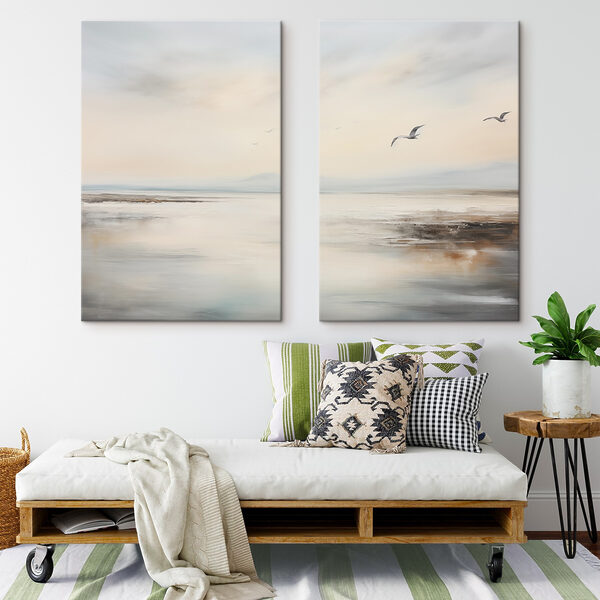 Bird flying over a beach