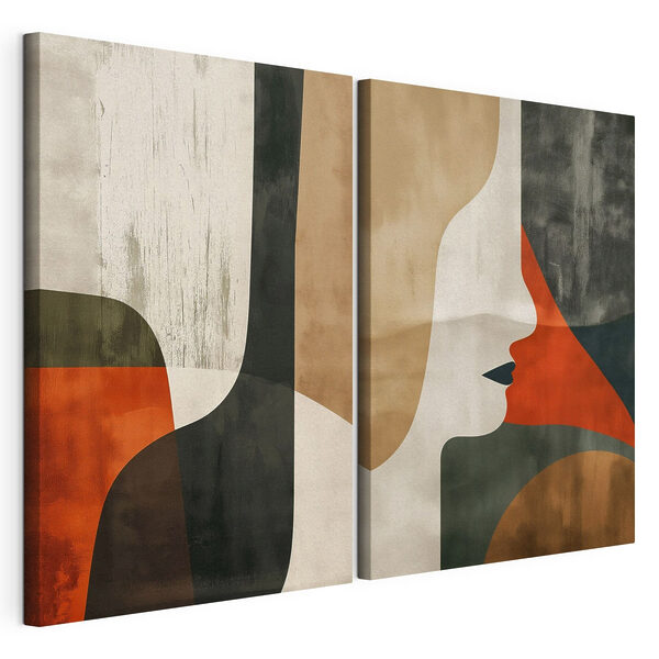 Un paio di poster con volti di donne Stampa su tela modulare Un paio di poster con volti di donne