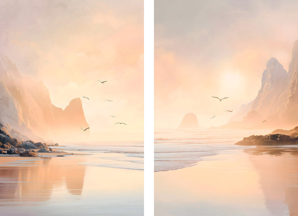 Beach with mountains and a body of water