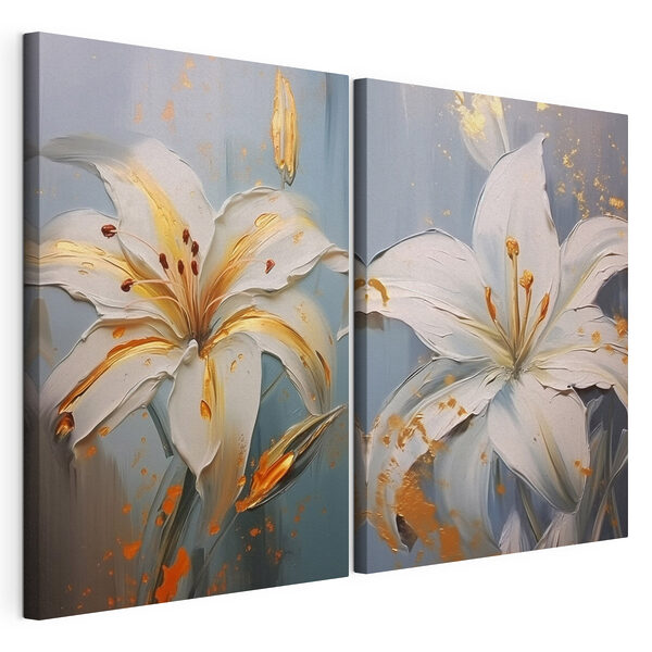 Stampa su tela modulare Dipinto raffigurante fiori bianchi