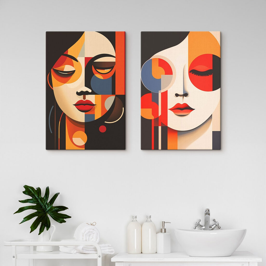 Couple of art pieces of women's faces
