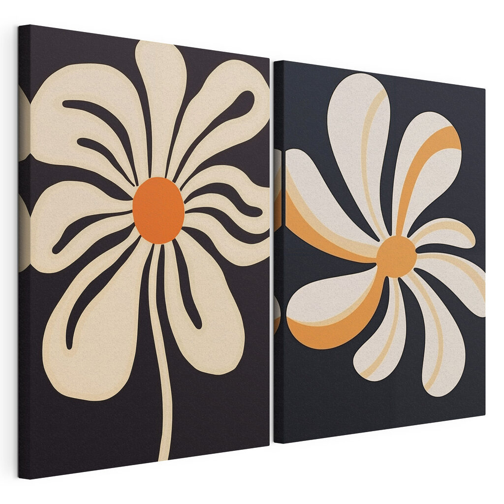 Bold floral designs in warm tones