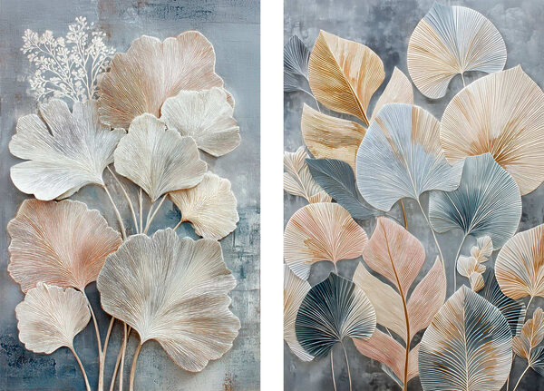 Delicate leaves in soft hues