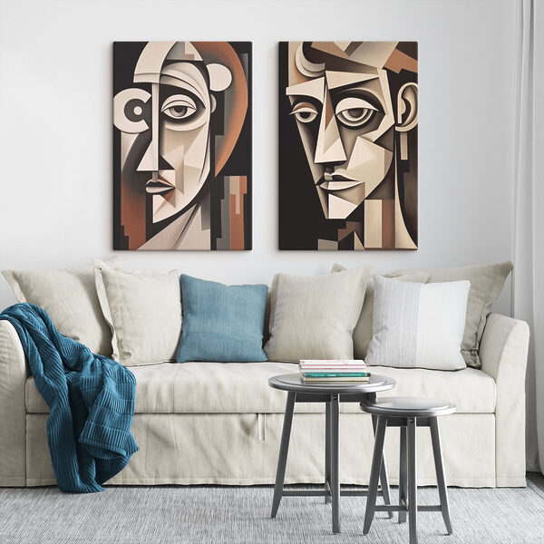 Couple of paintings of a man and woman Couple of paintings of a man and woman