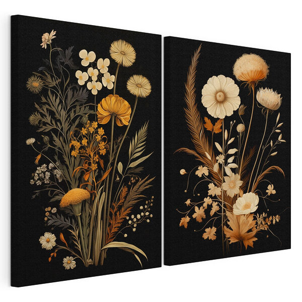 Fiori delicati dai toni tenui Stampa su tela modulare Fiori delicati dai toni tenui