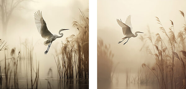 White bird flying over water