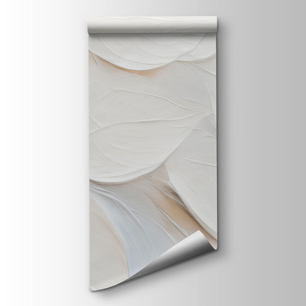 White leaf painting on a white surface White leaf painting on a white surface