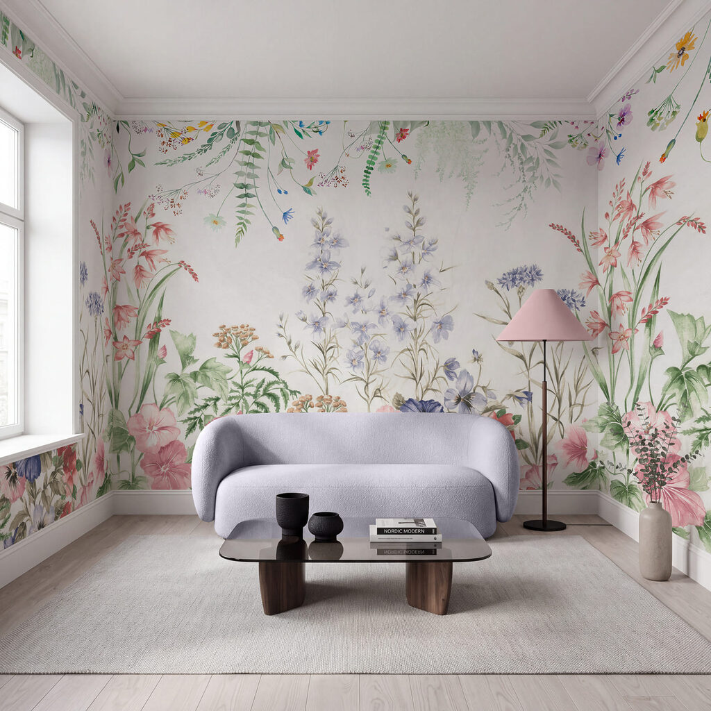 Dipinto di fiori e foglie