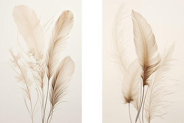 Delicate feathers softly arranged together