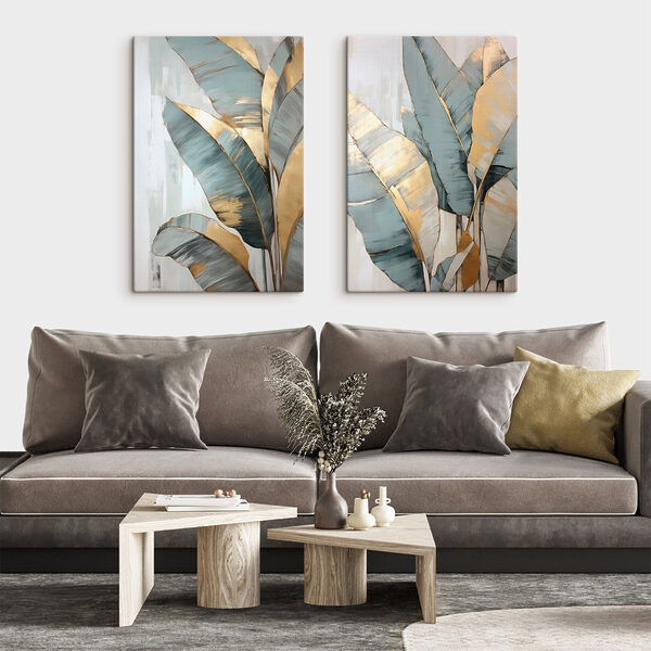 - Tropical leaves in soft colors