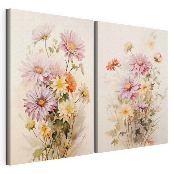 Dipinto di fiori su sfondo bianco Stampa su tela modulare Dipinto di fiori su sfondo bianco
