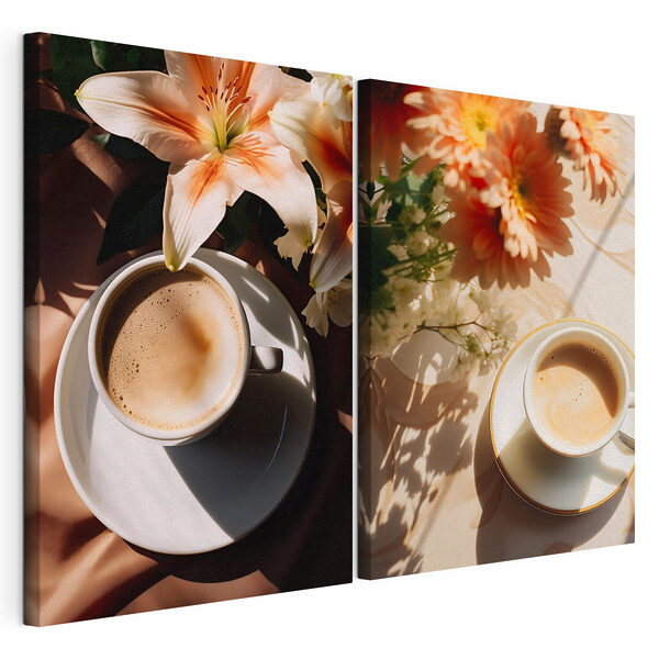 Stampa su tela modulare Tazza di caffè con fiori