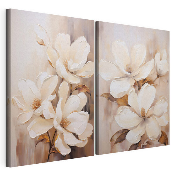 Dipinto raffigurante fiori bianchi Stampa su tela modulare Dipinto raffigurante fiori bianchi