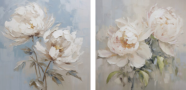 Painting of flowers on canvas