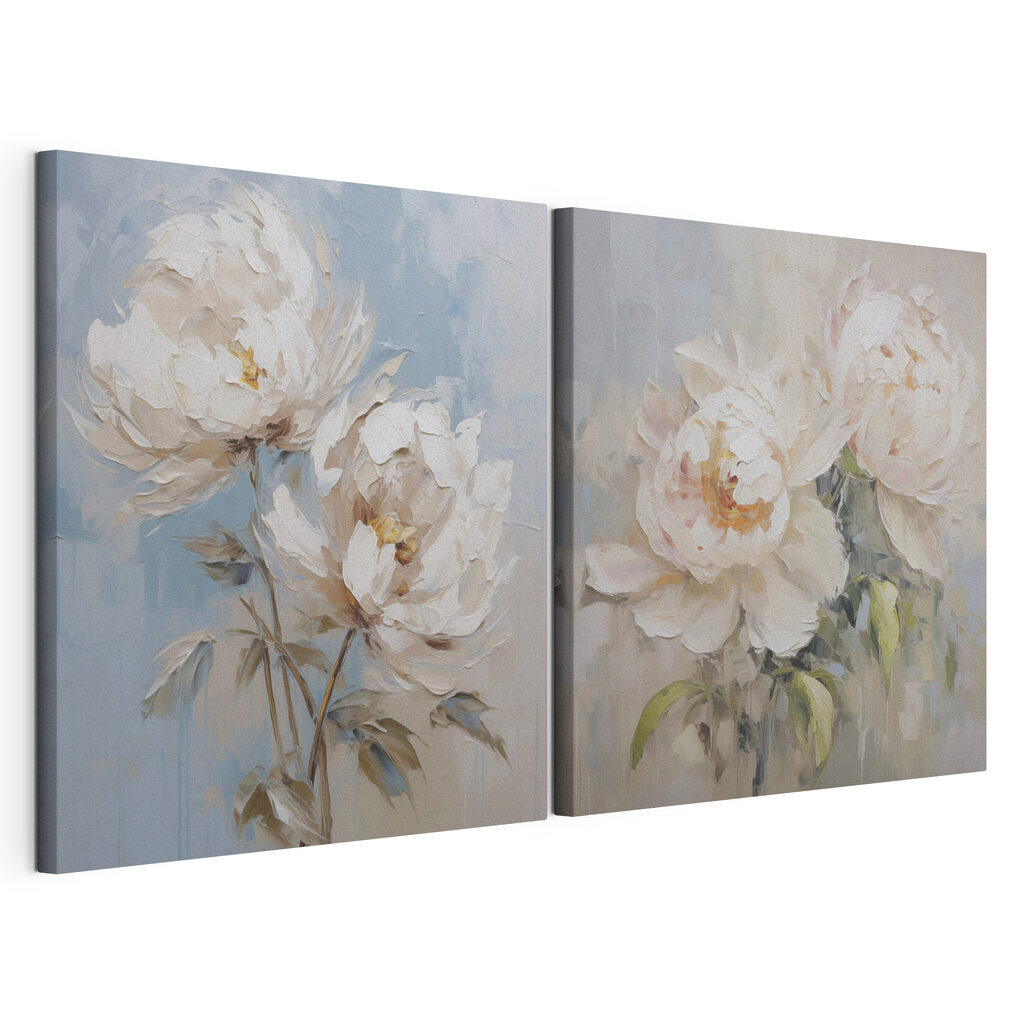 Painting of flowers on canvas