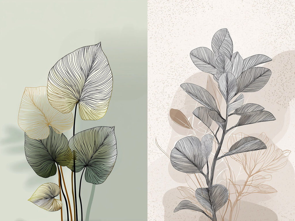 Delicate leaves in soft colors