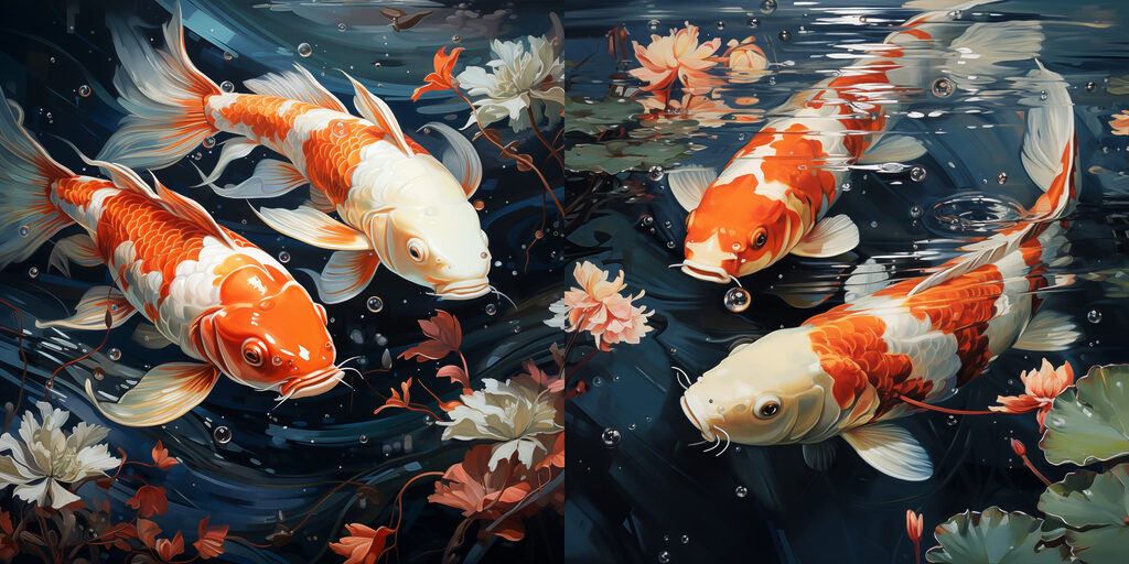 Collage of a couple of fish swimming in water