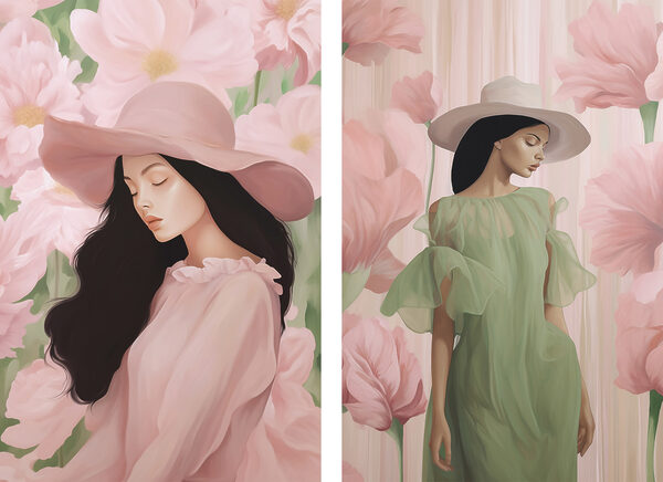 Woman in a dress and hat