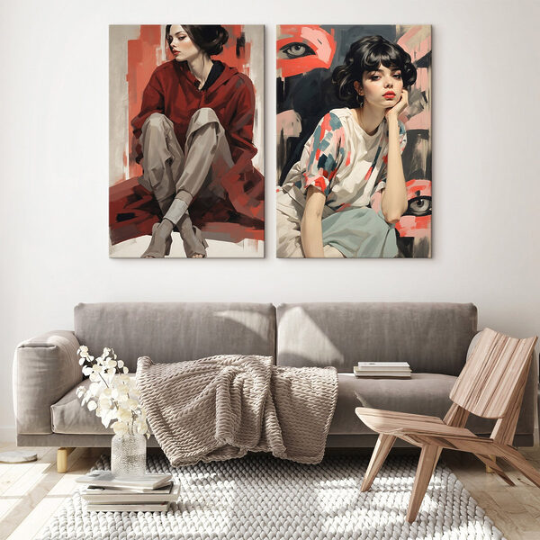 Collage of a woman sitting on the floor