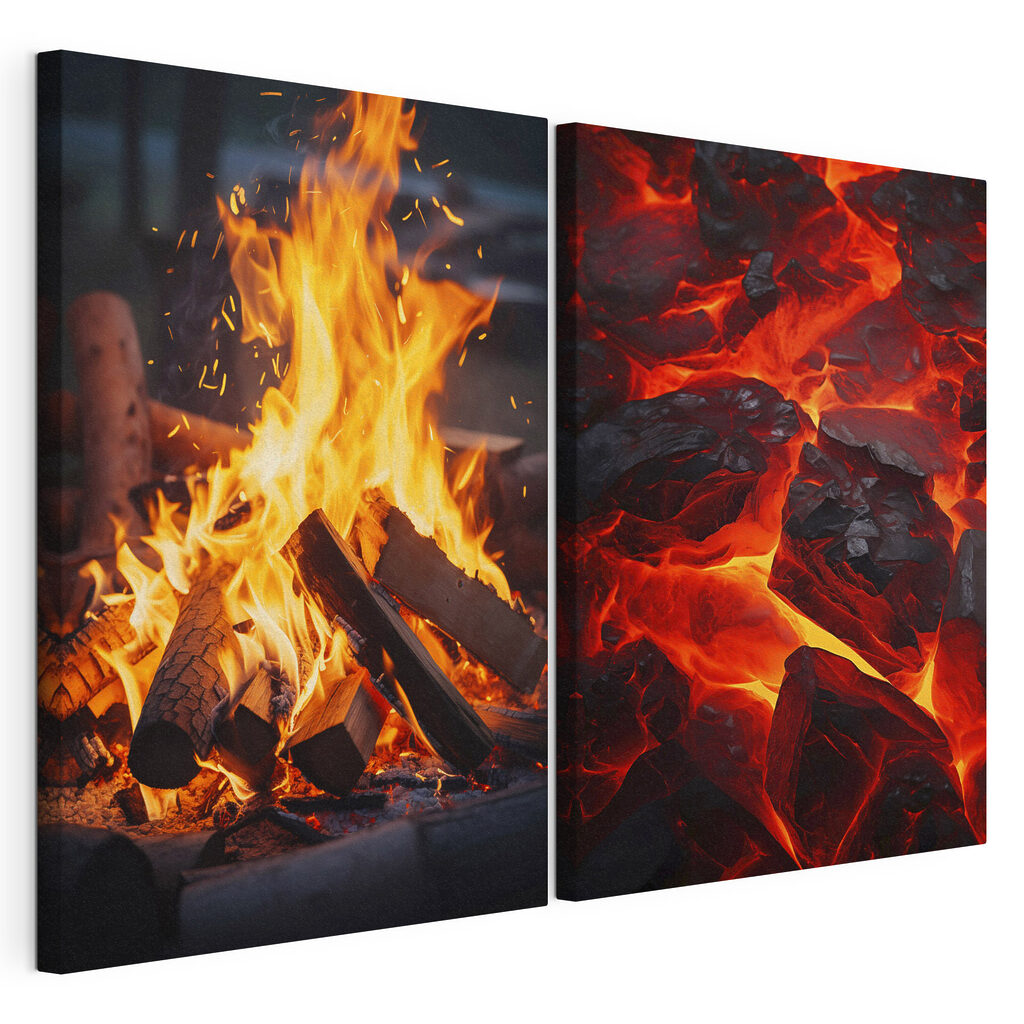 Collage of fire and coals Collage of fire and coals