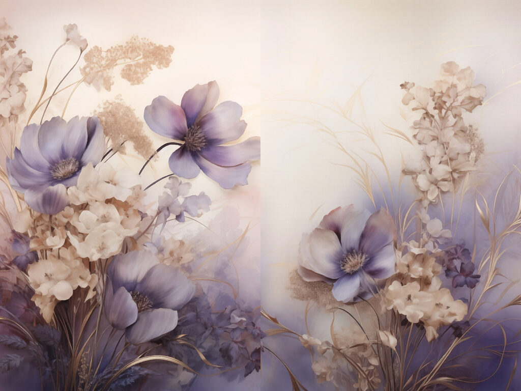 Delicate flowers in soft pastel hues
