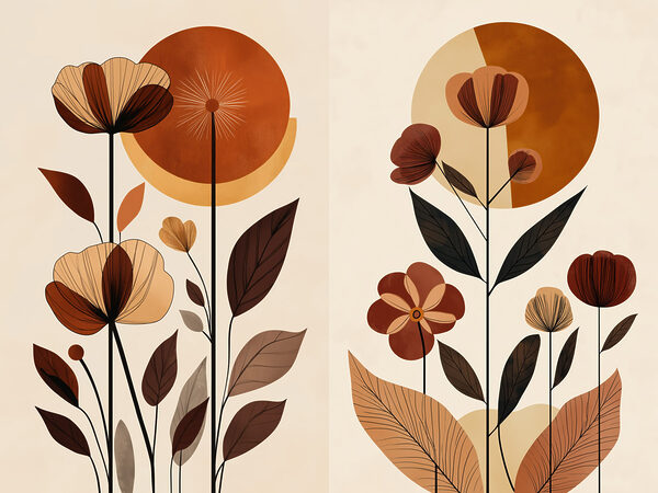 Painting of flowers and leaves