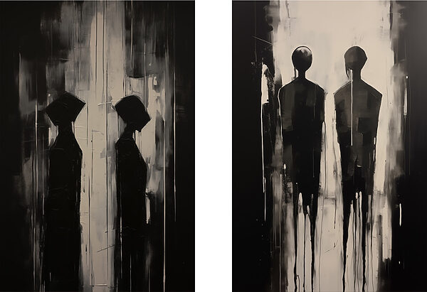 Painting of a couple of people