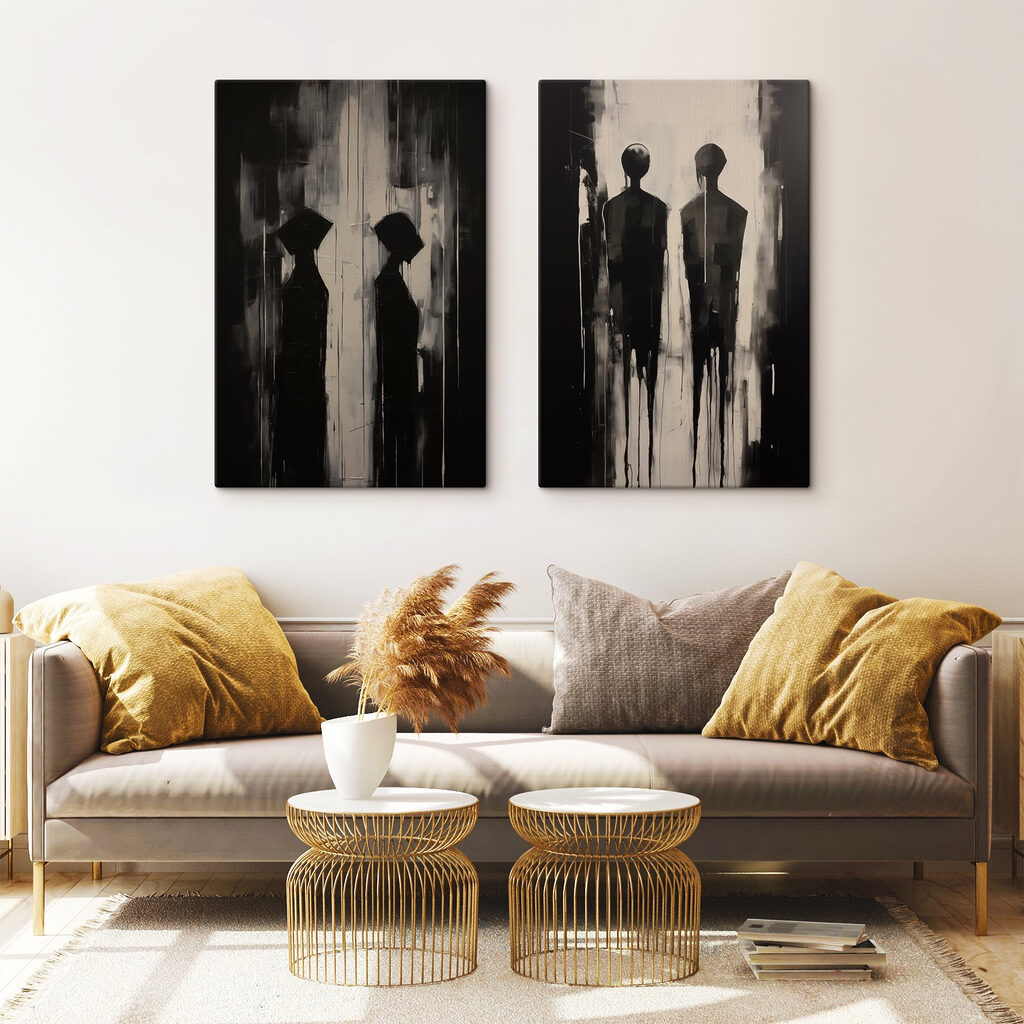 Painting of a couple of people