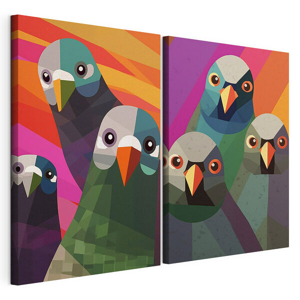 Gruppo di uccelli di diversi colori Stampa su tela modulare Gruppo di uccelli di diversi colori