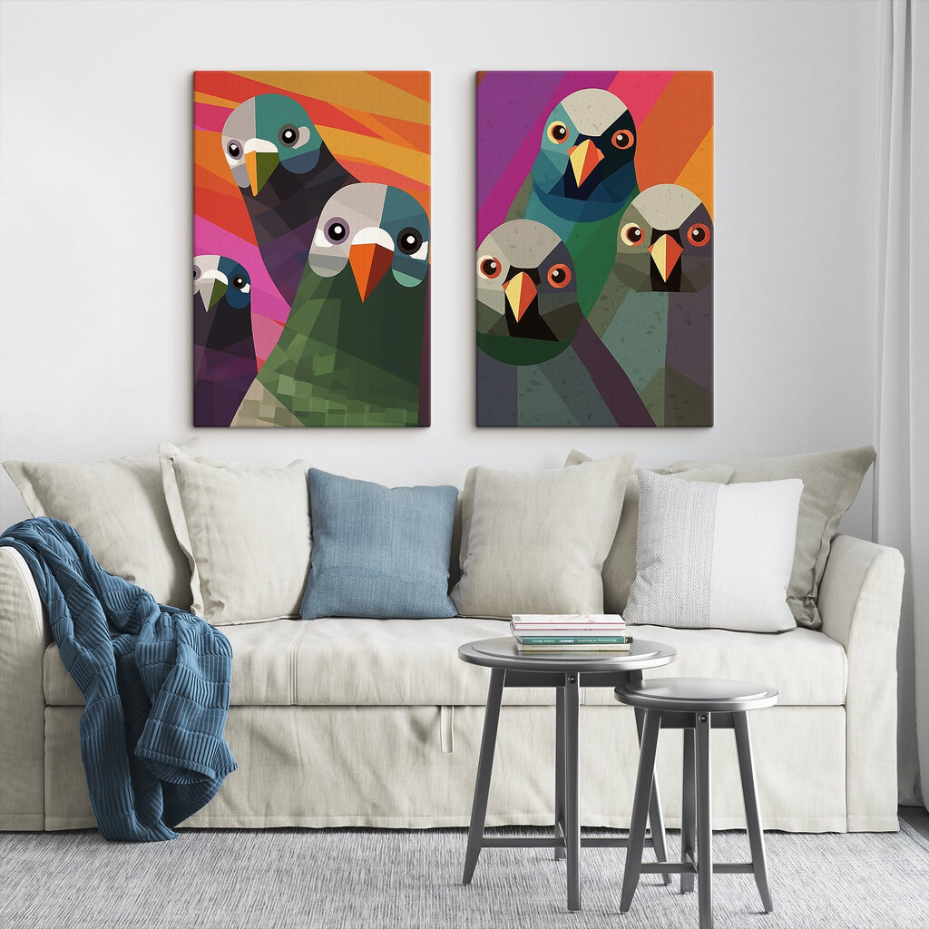 Group of birds with different colors