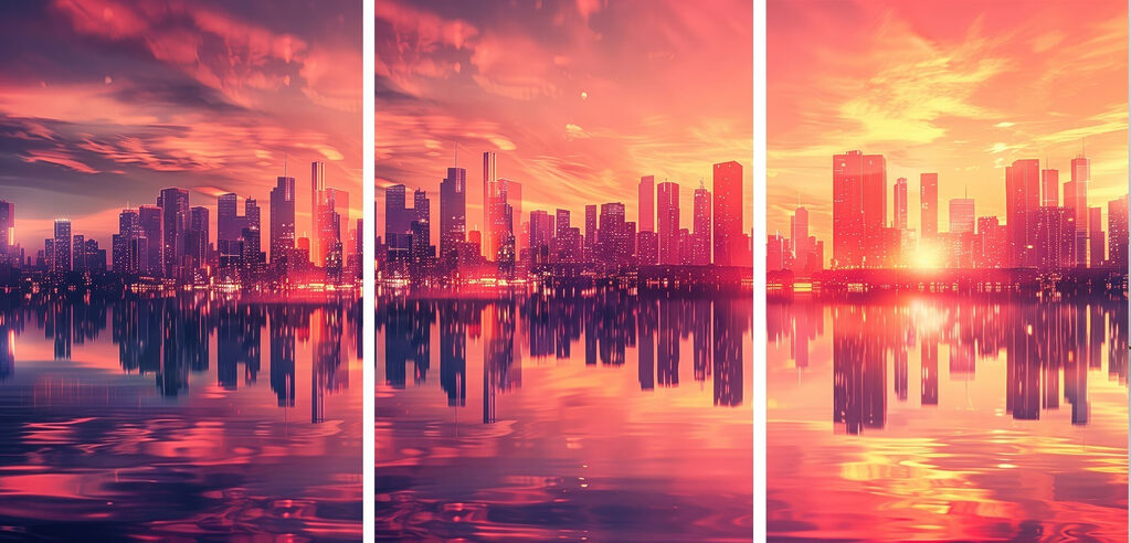 City skyline with a body of water City skyline with a body of water