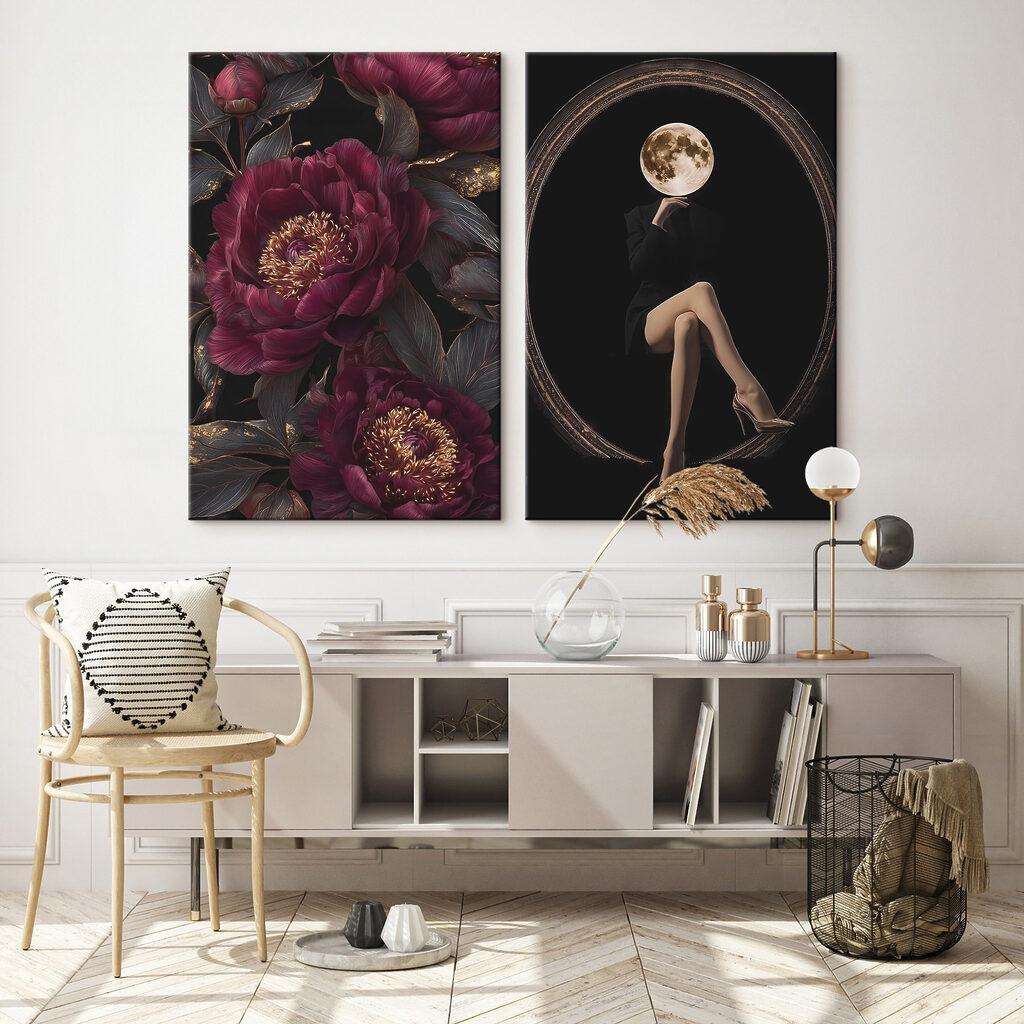 Collage of a woman sitting on a flower Collage of a woman sitting on a flower