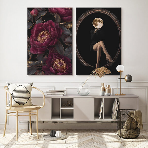 Collage of a woman sitting on a flower Collage of a woman sitting on a flower